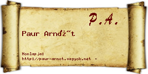 Paur Arnót névjegykártya